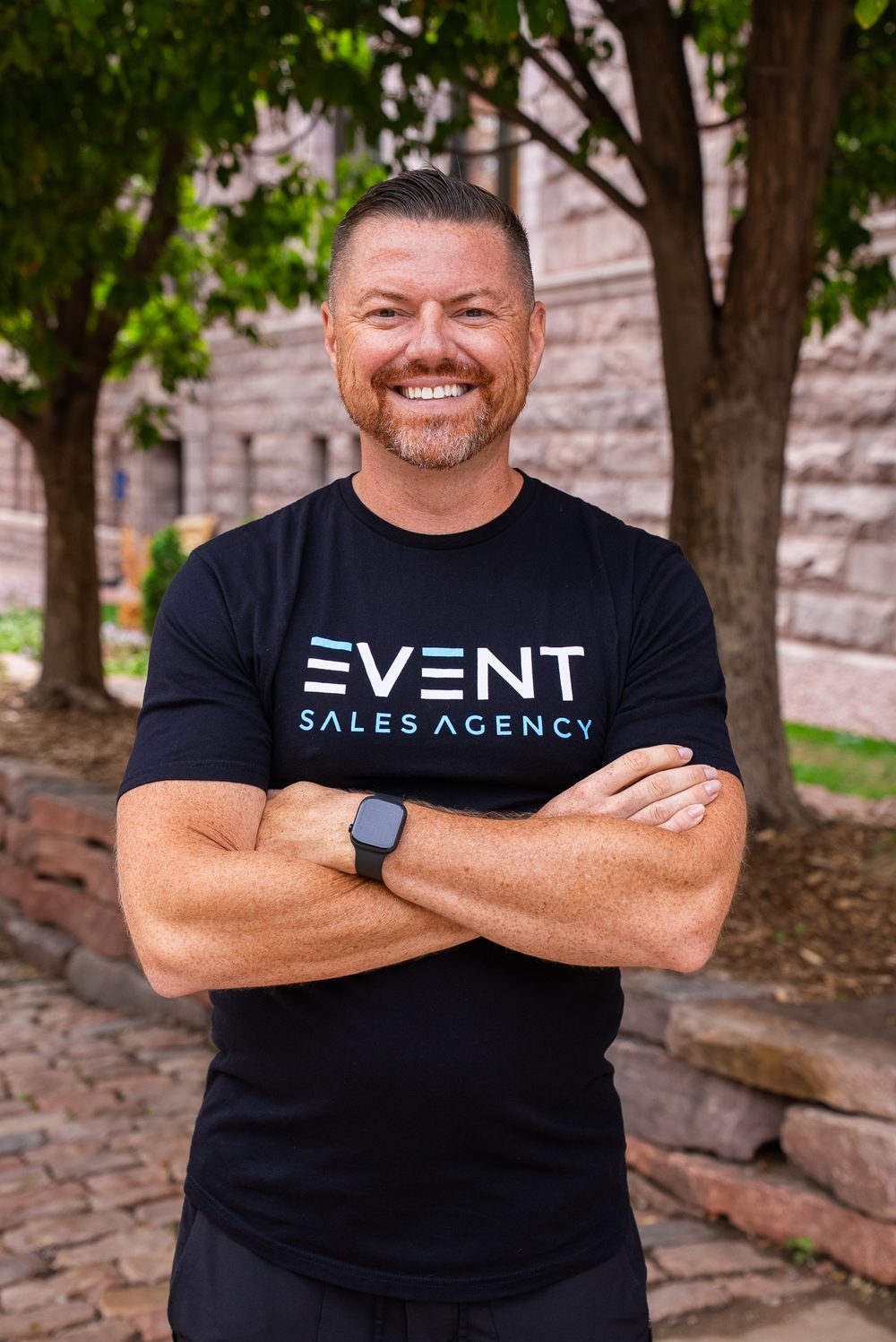 Brian Rand, founder of Event Sales Agency, in an Event Sales Agency shirt